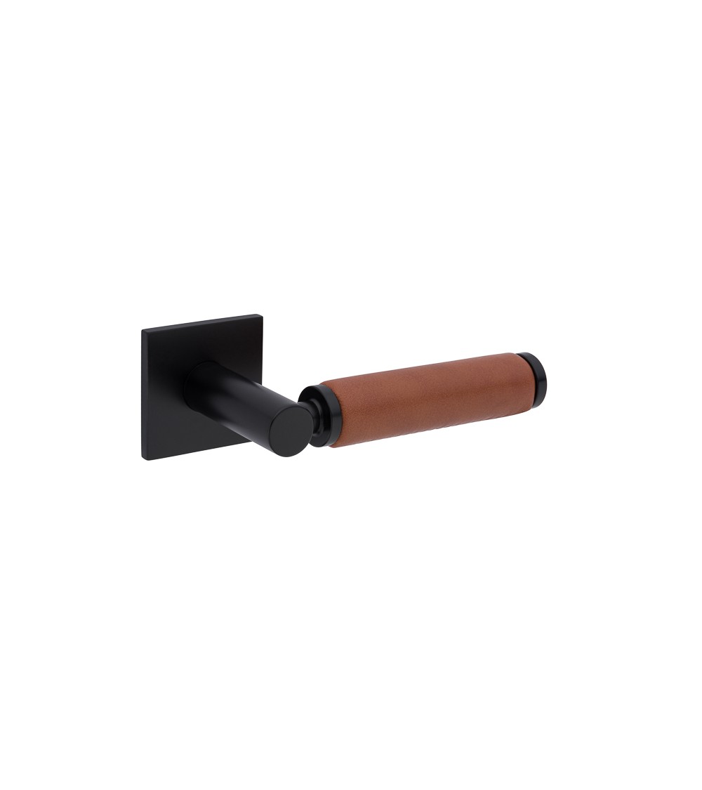 Puxador de porta preto em couro claro TUPAI 4200/200 quadrado - puxador design