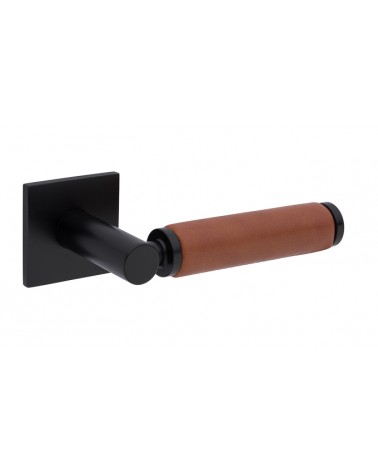 Puxador de porta preto em couro claro TUPAI 4200/200 quadrado - puxador design