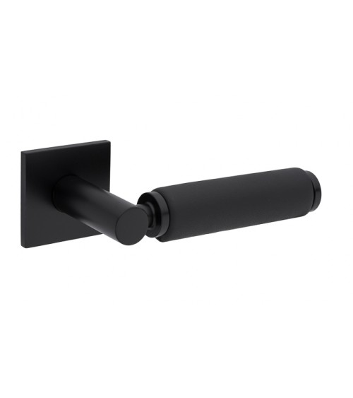 Puxador de porta cromado polido em couro preto TUPAI 4200/202 quadrado - puxador design