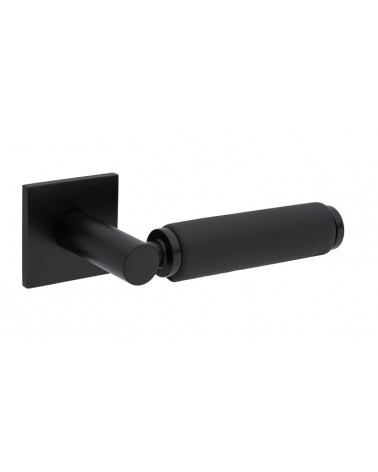 Puxador de porta cromado polido em couro preto TUPAI 4200/202 quadrado - puxador design