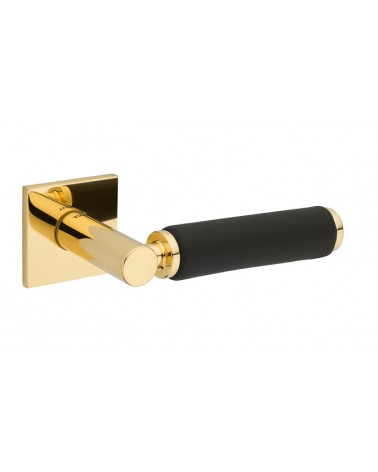 Puxador de porta cromado polido em couro preto TUPAI 4200/202 quadrado - puxador design
