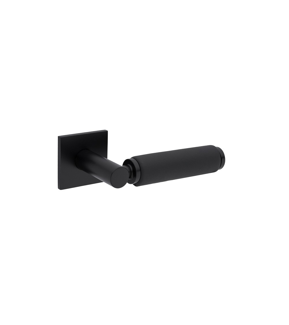 Puxador de porta preto em couro preto TUPAI 4200/202 quadrado - puxador design