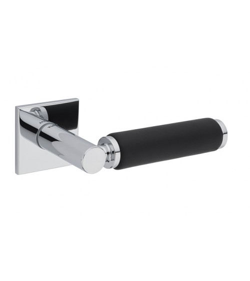 Puxador de porta em latão e couro TUPAI 4200/202 quadrado - puxador design
