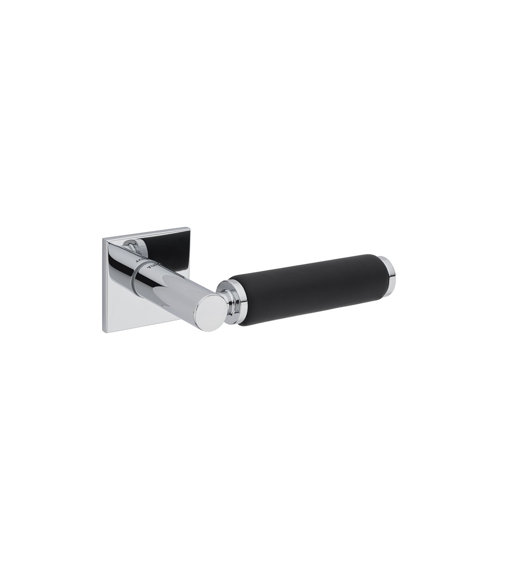 Puxador de porta em latão e couro TUPAI 4200/202 quadrado - puxador design