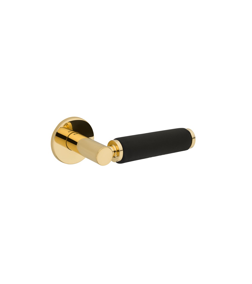 Puxador de porta preto em couro TUPAI 4200/202 redondo - puxador design