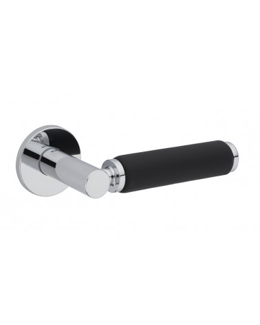 Puxador de porta cromado polido em couro TUPAI 4200/202 redondo - puxador design
