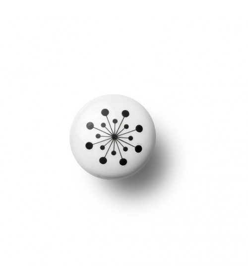 Botão de móvel Anne Black model Flower de cor preta, tamanho 30x30mm
