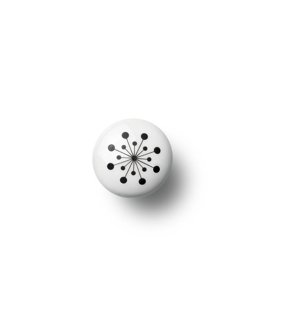 Botão de móvel Anne Black model Flower de cor preta, tamanho 30x30mm