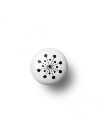 Botão de móvel Anne Black model Flower de cor preta, tamanho 30x30mm