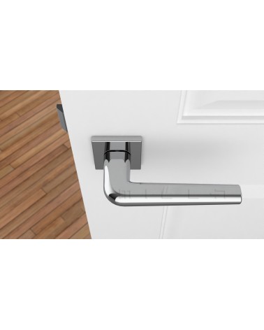 Puxador de porta em cromo polido sobre placa quadrada FUNKIA - puxador design
