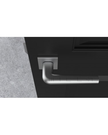Puxador de porta em cromo polido sobre placa quadrada FUNKIA - puxador design