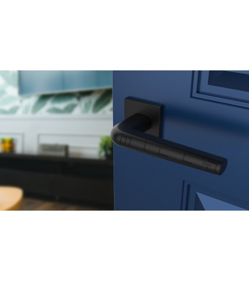 Puxador de porta em crómio polido sobre placa quadrada FUNKIA - puxador design
