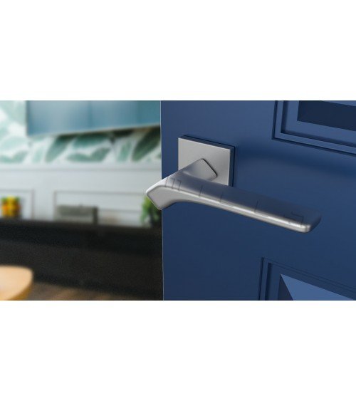 Puxador de porta cromado acetinado BERGERIA ferragens design