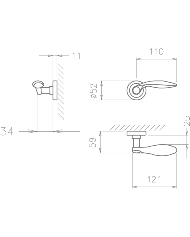 Puxador de porta TUPAI 1917 com dimensões