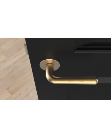 Puxador de porta Ouro Acetinado IRGA puxador design vista de cima montado numa porta