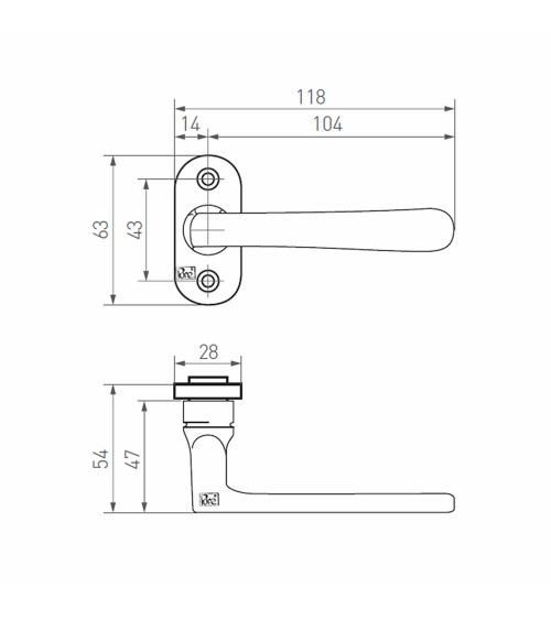 Puxador de porta design em bronze PHL L+L PBTC1 - puxador design