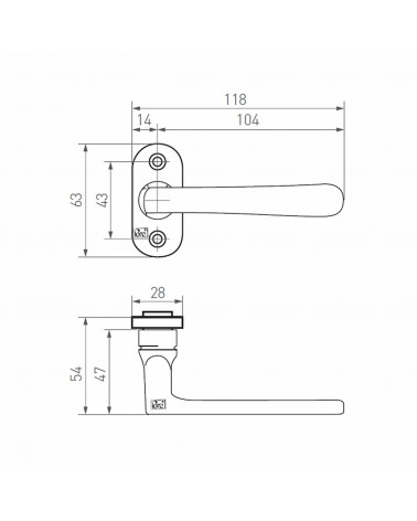 Puxador de porta design em bronze PHL L+L PBTC1 - design