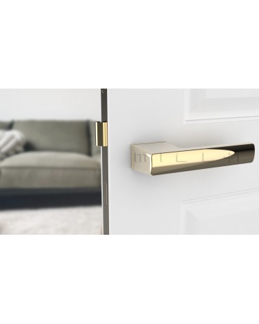 Puxador de porta dourado polido BRISA puxador design montado numa porta