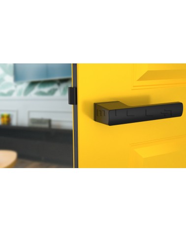 Puxador de porta em zamak BRISA design montado numa porta