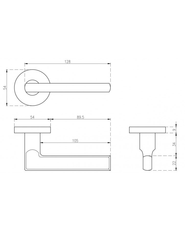 Puxador de porta inox OVAL 1702 com dimensões