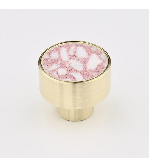 Botão de móvel em latão e Pink Terrazzo puxador design