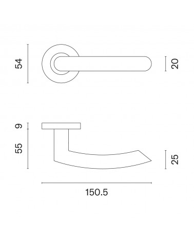 Puxador de porta OVAL 1707 com dimensões
