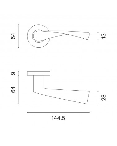 Puxador de porta contemporâneo OVAL 1708 com dimensões