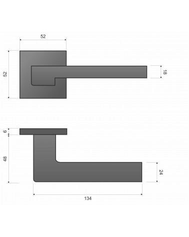 Puxador de porta ASTRA com dimensões