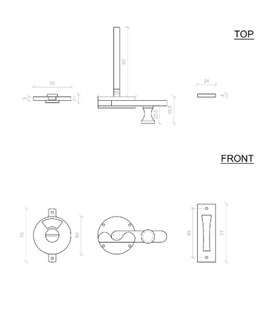copy of Ferrolho de porta WC Rétro Gancho - puxador design