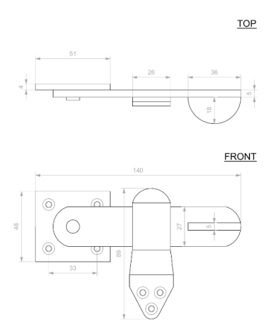 Ferrolho de porta em ferro Rétro com gancho - puxador design