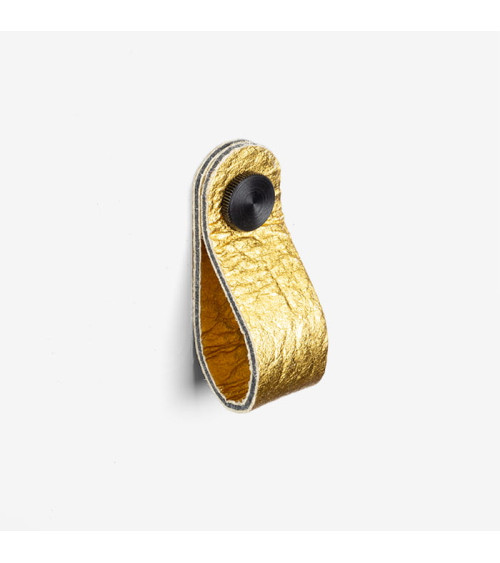 Botão de móvel dourado em couro de abacaxi - puxador design