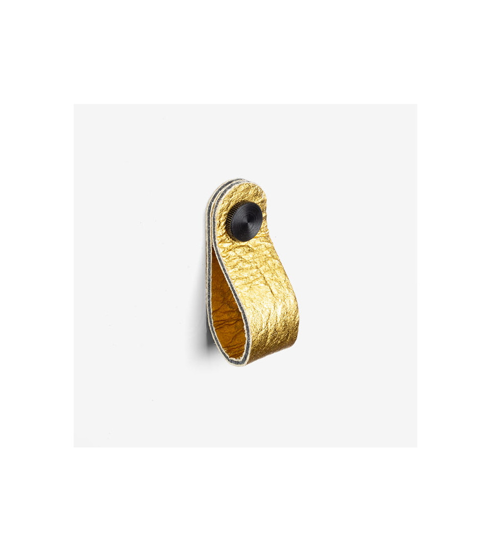 Botão de móvel dourado em couro de abacaxi - puxador design