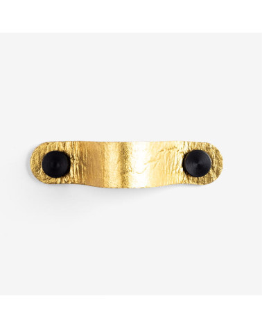 Puxador de móvel dourado em couro de abacaxi - puxador design