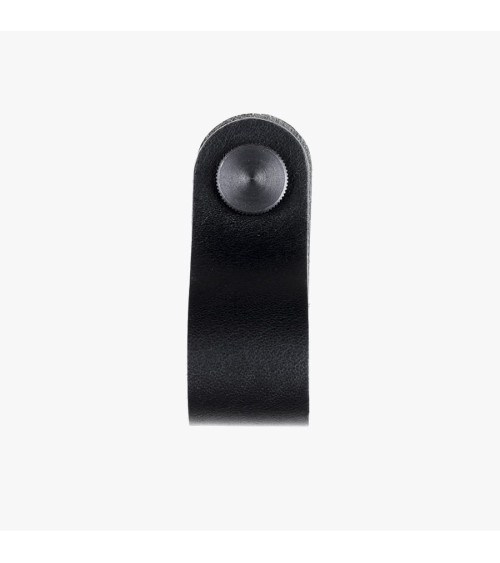 Botão de móvel preto em couro natural - puxador design