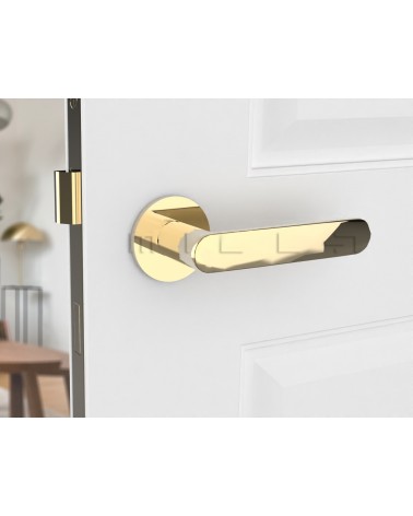 Puxador de porta em zamak Line Vénus design cor 1 montado numa porta