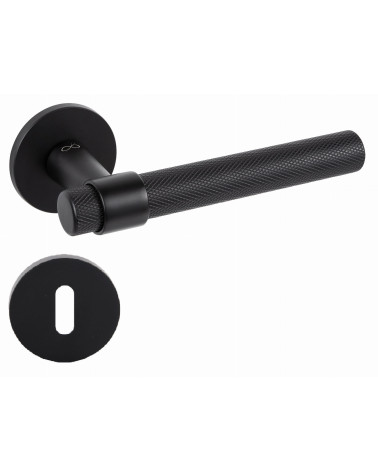 Puxador de porta preto GHOST puxador design com escudo de fechadura L