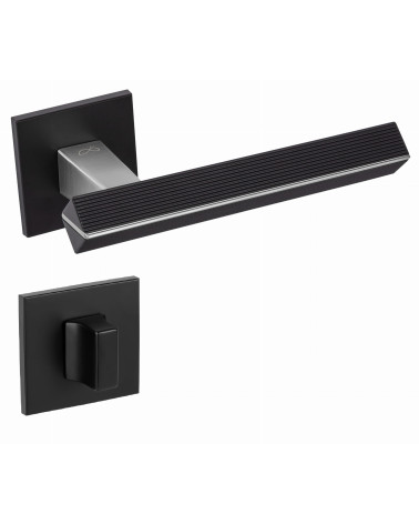 Puxador de porta bicolor cromo escovado/preto CARRERA design com escudo WC