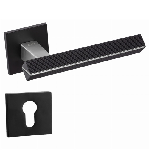 Puxador de porta bicolor cromo escovado/preto CARRERA design