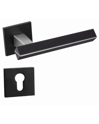 Puxador de porta bicolor cromo escovado/preto CARRERA design com escudo chave i
