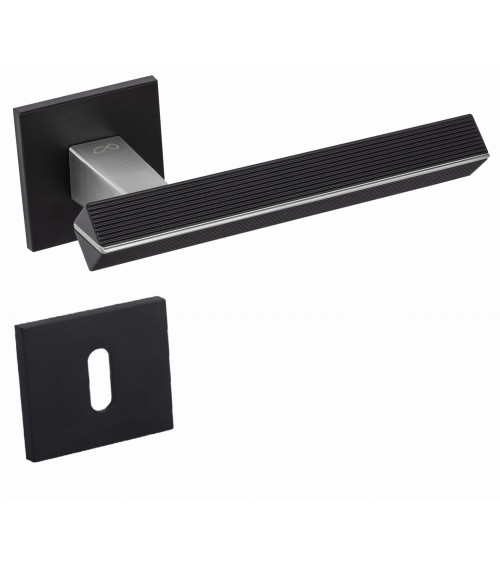 Puxador de porta bicolor cromo escovado/preto CARRERA design