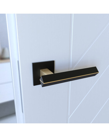 Puxador de porta texturado CARRERA design montado numa porta vista inclinada