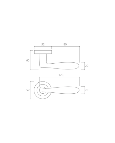 Puxador de porta retro HANDY com dimensões