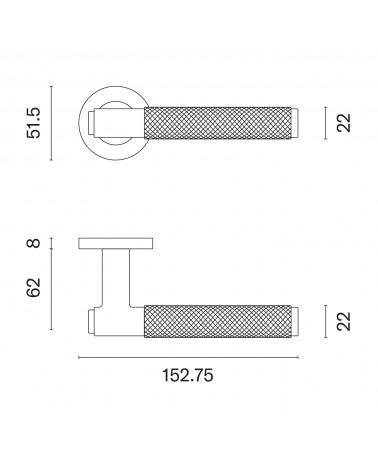 Puxador de porta OVAL 1741 com dimensões