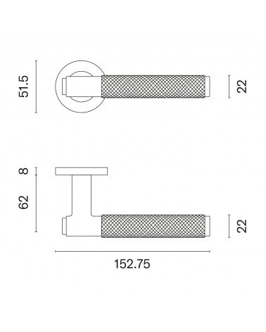Puxador de porta OVAL 1741 com dimensões