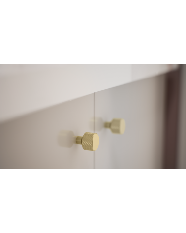 Botão de móvel dourado mate GRETA puxador design fixado num móvel