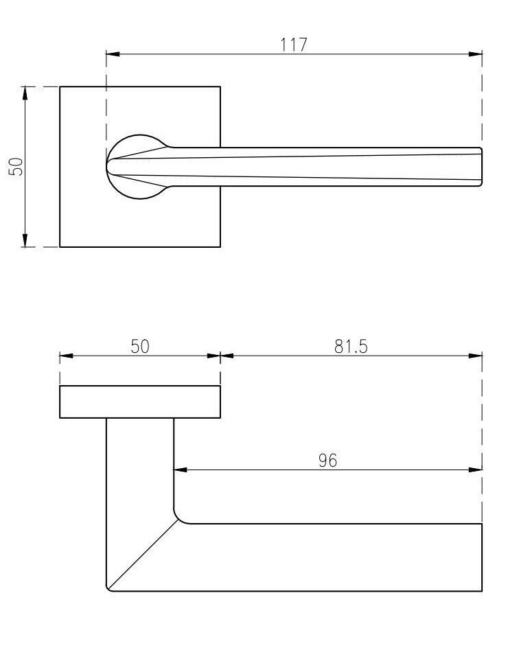 Puxador de porta moderno PRIMULA com dimensões
