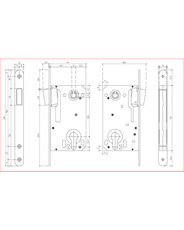 Fechadura magnética de design entraxo 90 com chave de cilindro - puxador de design