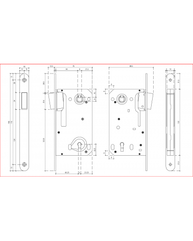 Fechadura magnética design entraxe 90 a chave L para quarto - puxador design