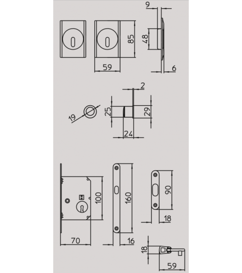 Puxador para porta de correr moderno MANDELLI 1038TC/S ferragens design