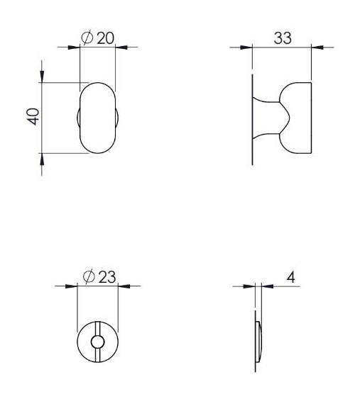 Roseta de porta VERUM para WC (modelo Pure/Wind) - puxador design